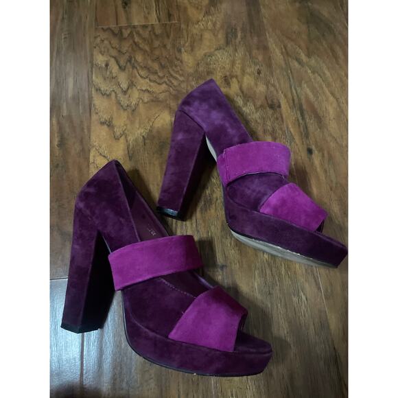 Vintage Y2K JEFFREY CAMPBELL Blink Suede Heels Shoes Purple Fuchsia 7.5 - Picture 4 of 8